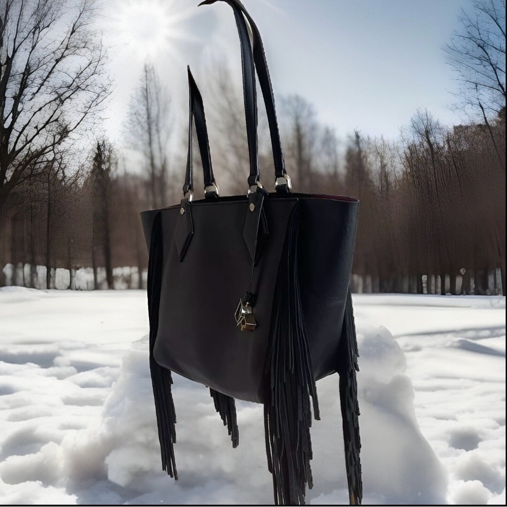 Diane von Furstenberg Voyage East West Fringe Tote black bag handbag